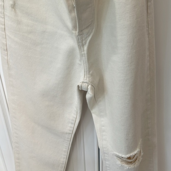 Levis Jeans Wedgie Straight No Waistband beige cream raw hem button fly sz 28 - Picture 11 of 17